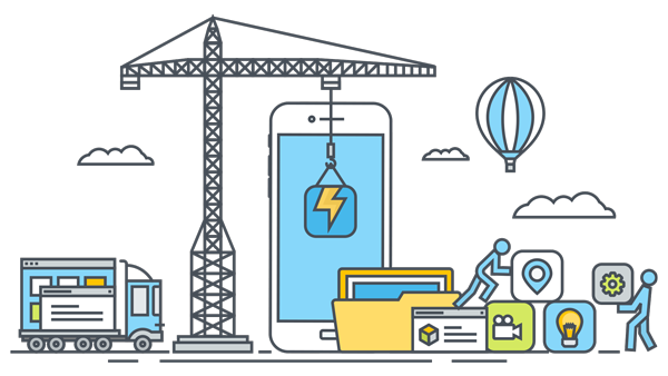 Imagen con diferentes motivos de construcción para indicar que la web está en construcción o mantenimiento.